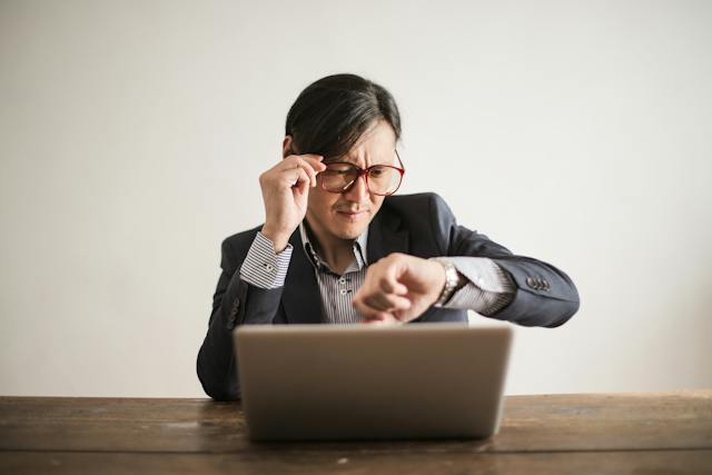 A person checking their watch.